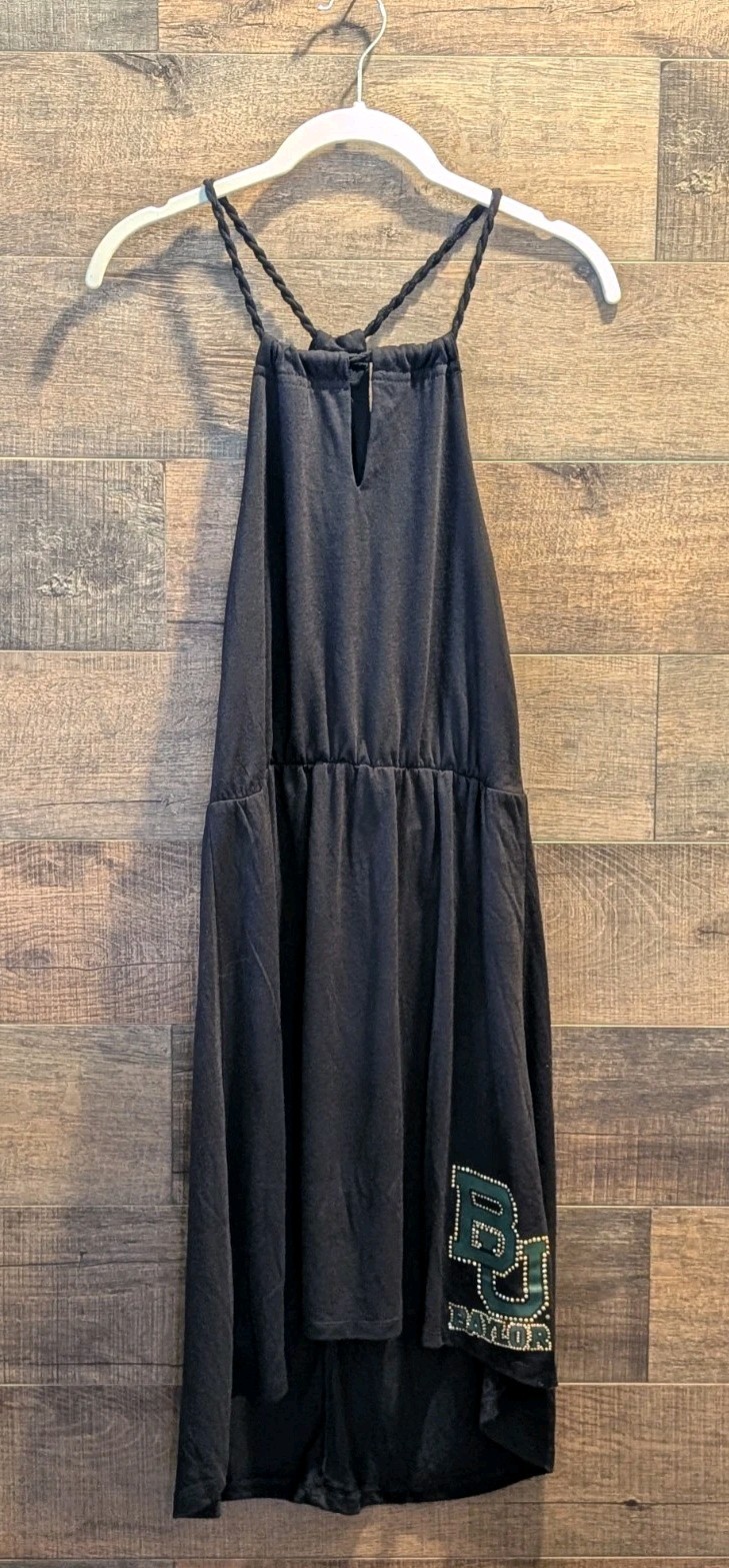 Chicka-D Mini Hi/Lo Black Twisted Strap Dress Baylor University BU Bedazzled NWT
