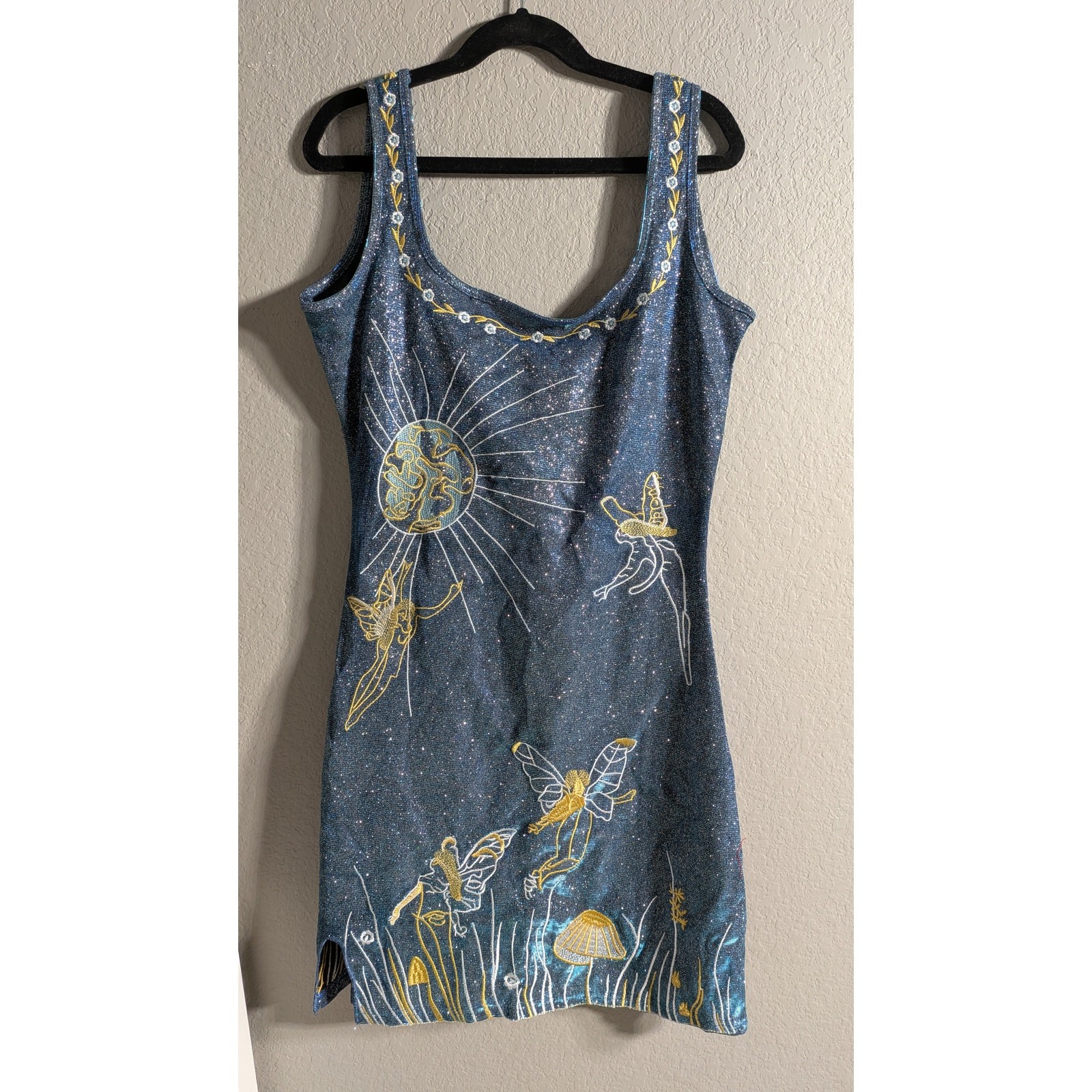 NWT Lavish Ivy Sparkly Fairy Mushroom Mini Dress Y2K Fairycore Small