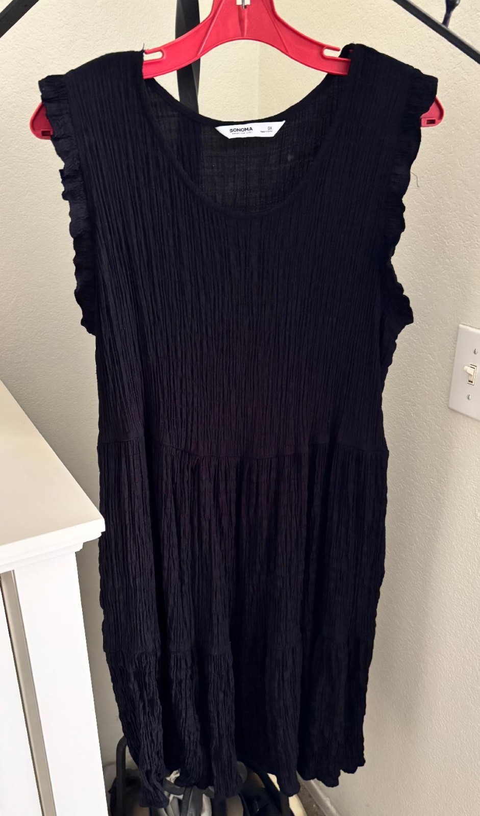 Croft and Barrow Black Ruffle Sleeveless Crepe-like Sundress Women’s 0X