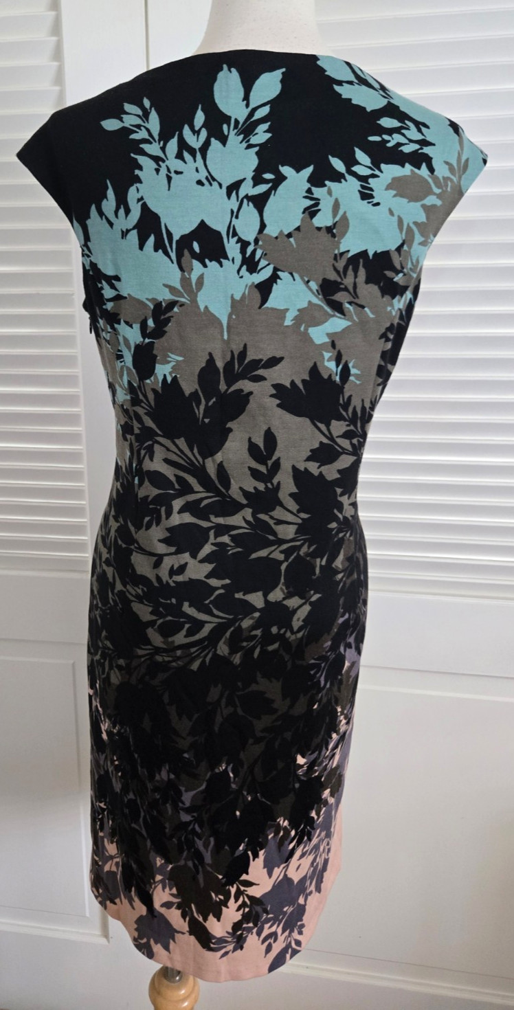 ~NWT~London Times Black Multi Floral Sheath Style Cap Sleeve Summer Dress~SZ 10