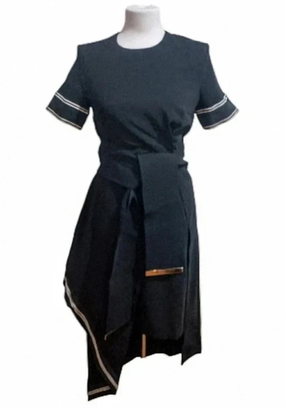 Preen by Thornton Bregazzi Resort 2016 Asymmetric Black Midi Dress RARE Luxury