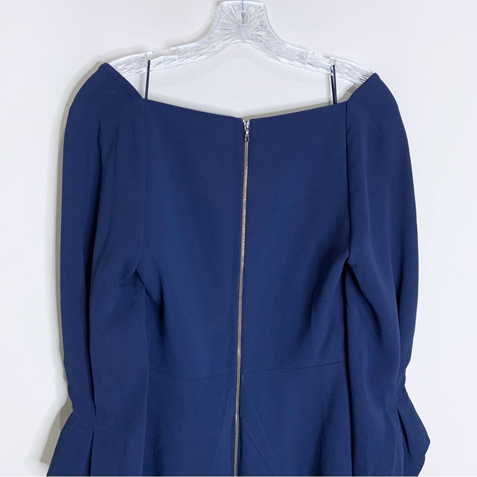 Roland Mouret Rosslare Dress (Sz US 8) Crepe Sheath Midi Navy Blue