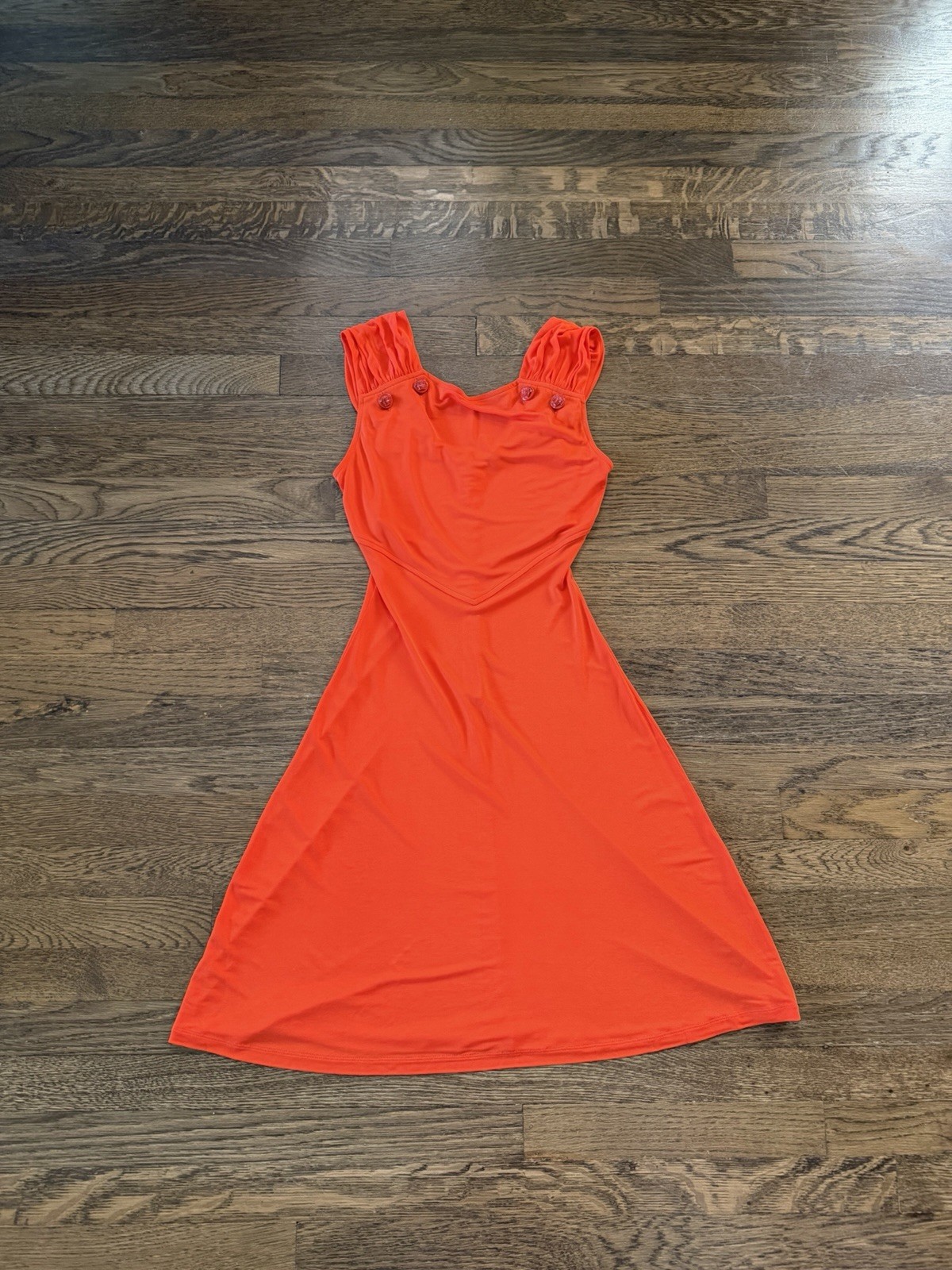 versace 2000s neon orange medusa heads mini dress women’s XS