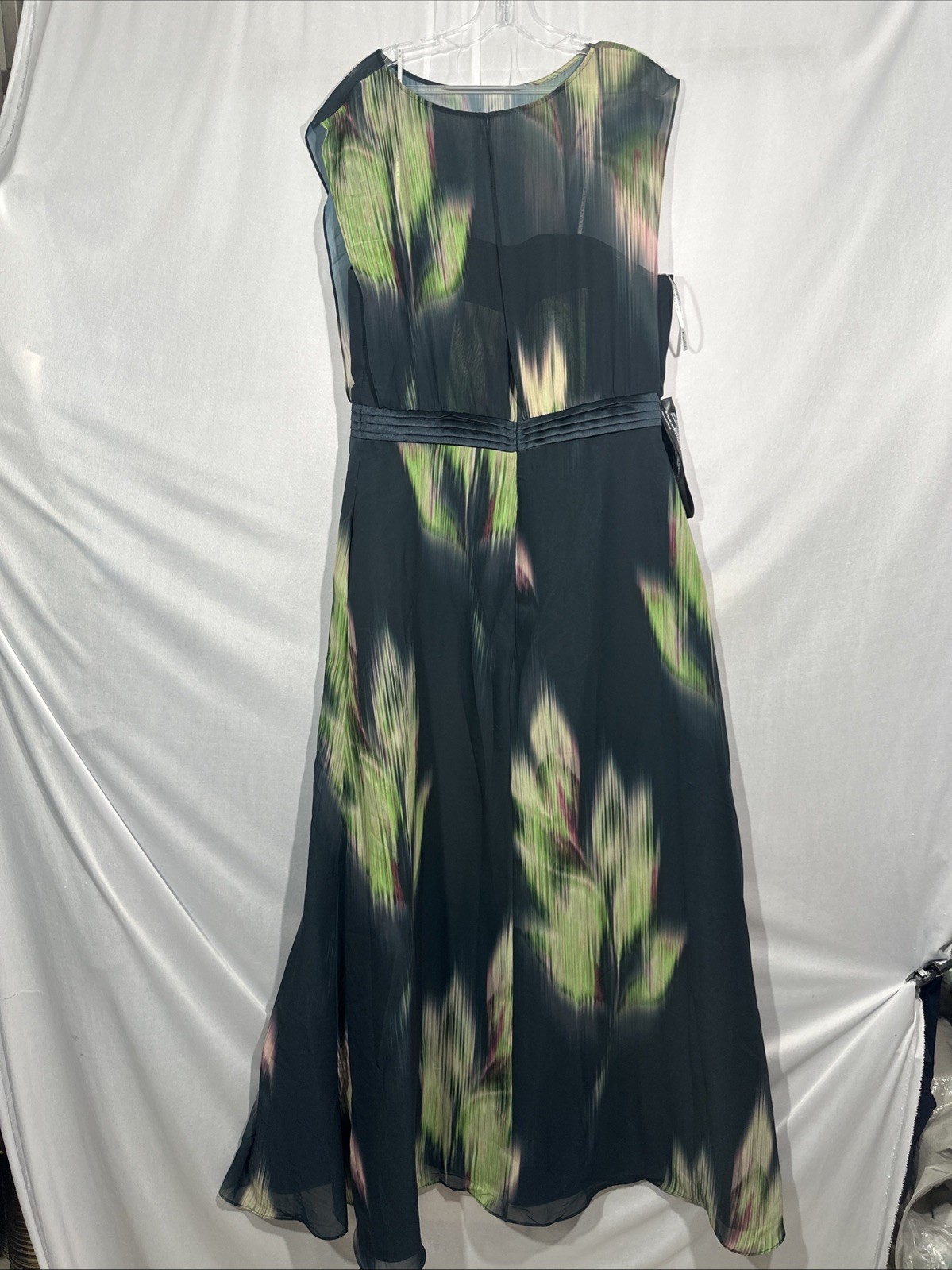 NEW $398 KAY UNGER [ 14 ] Tess Sleeveless A Line Gown in Black Green J1982