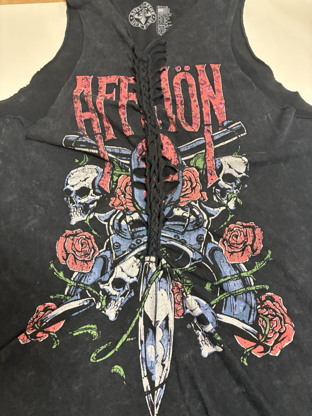 Affliction Skulls and Bones T-Shirt Dress women’s size Medium