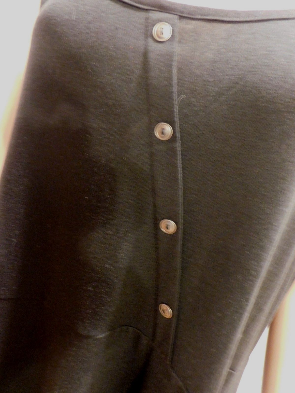 New Black Inclined Button Handkerchief Polyester Asymmetrical U Neck Dress 2 XL