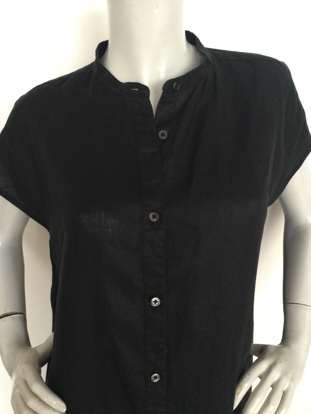 Muji Linen Button Up Black Relaxed Dress Size XS-S