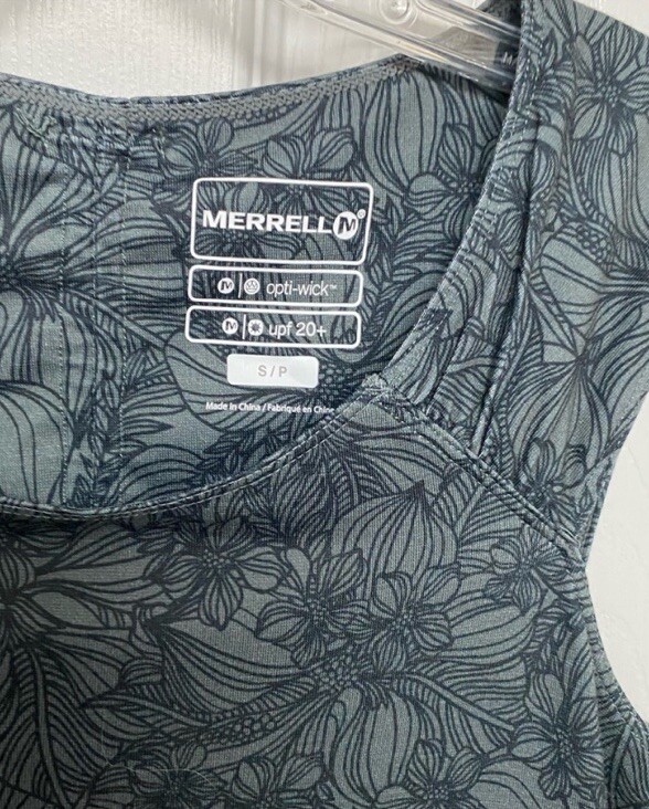 Merrell Opti-Wick Activewear Tropical Floral Print Gray Dress SPF 20+ Size S