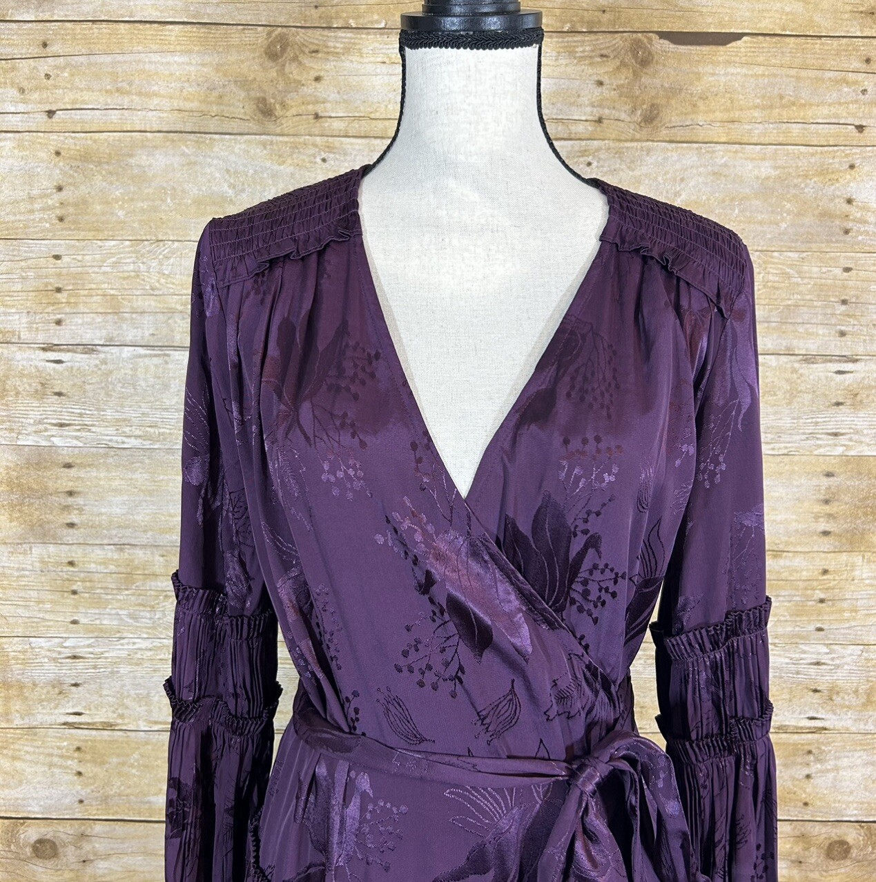 Anthropologie Current Air Long Sleeve Wrap Midi Dress Size M