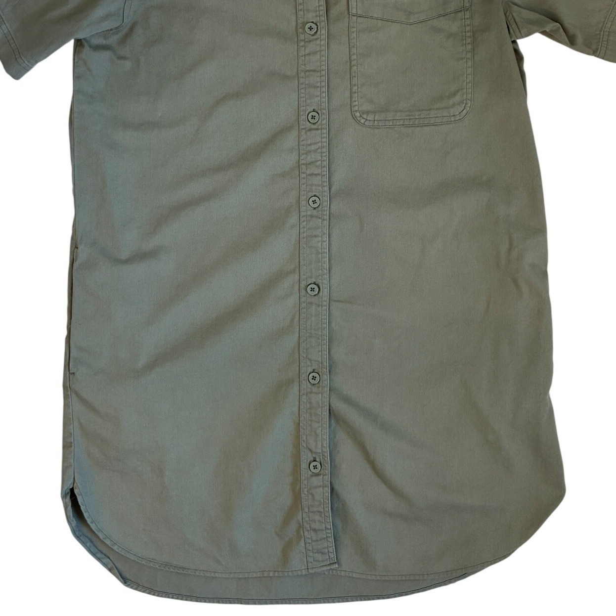 Eddie Bauer Womens Olive Green Cotton Utility Short Sleeve Shirt Dress Medium