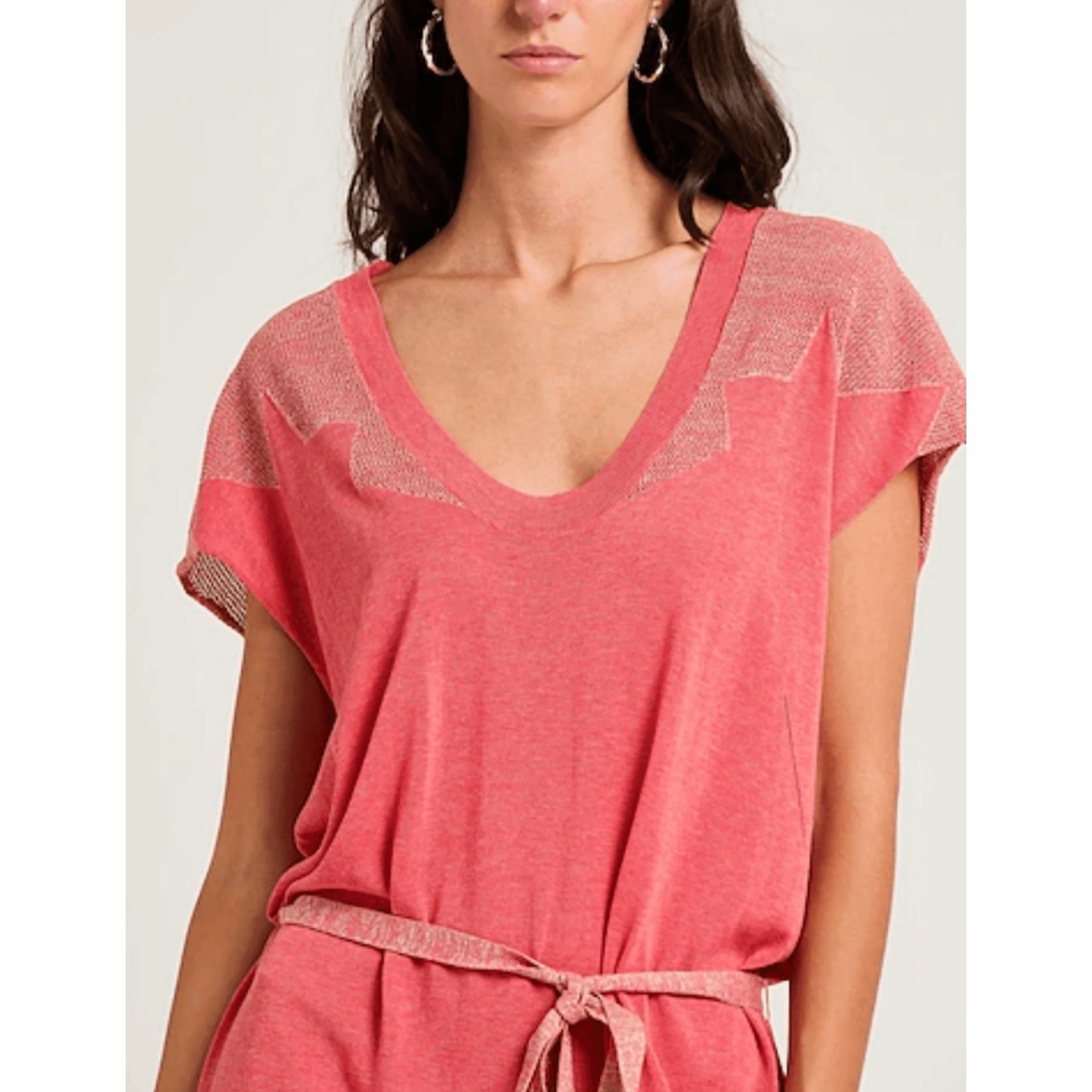 Zadig & Voltaire Rimo CNY Pink Metallic Knit Mini Dress Belted Boho Rock Chic M
