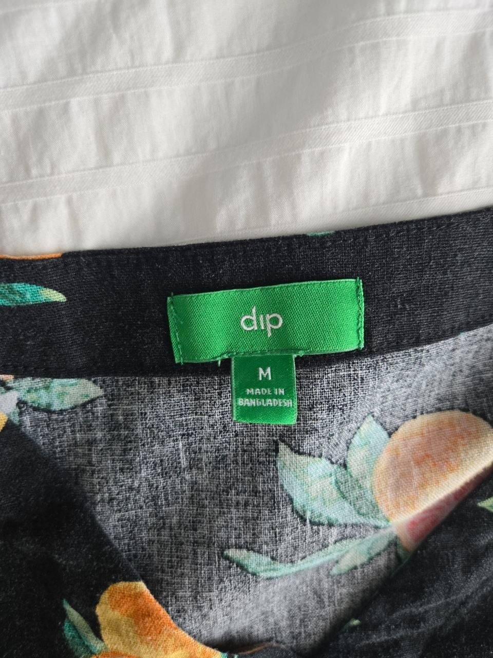 Dip Women’s Medium Black Citrus Print Dress Orange Lemon Floral Short Sleeve