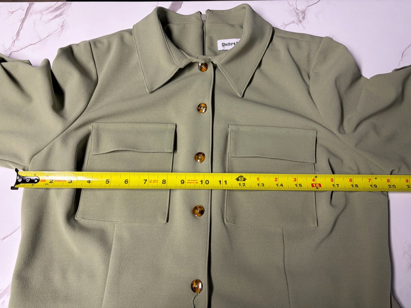 Shelby & Palmer Sage Green Utility Safari Midi Dress 16 Work Office Casual NWT