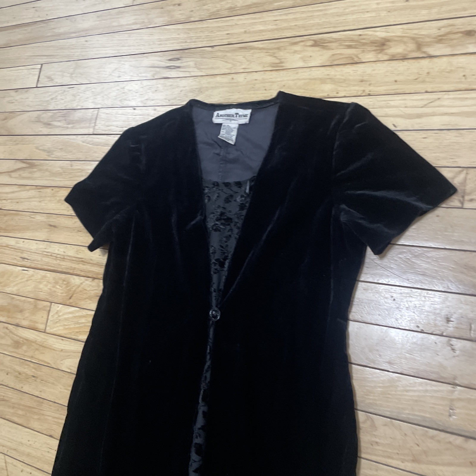 Another Thyme Dress Witchy Black Velvet women 14 Fairy WhimsyGoth vtg 90s Velour
