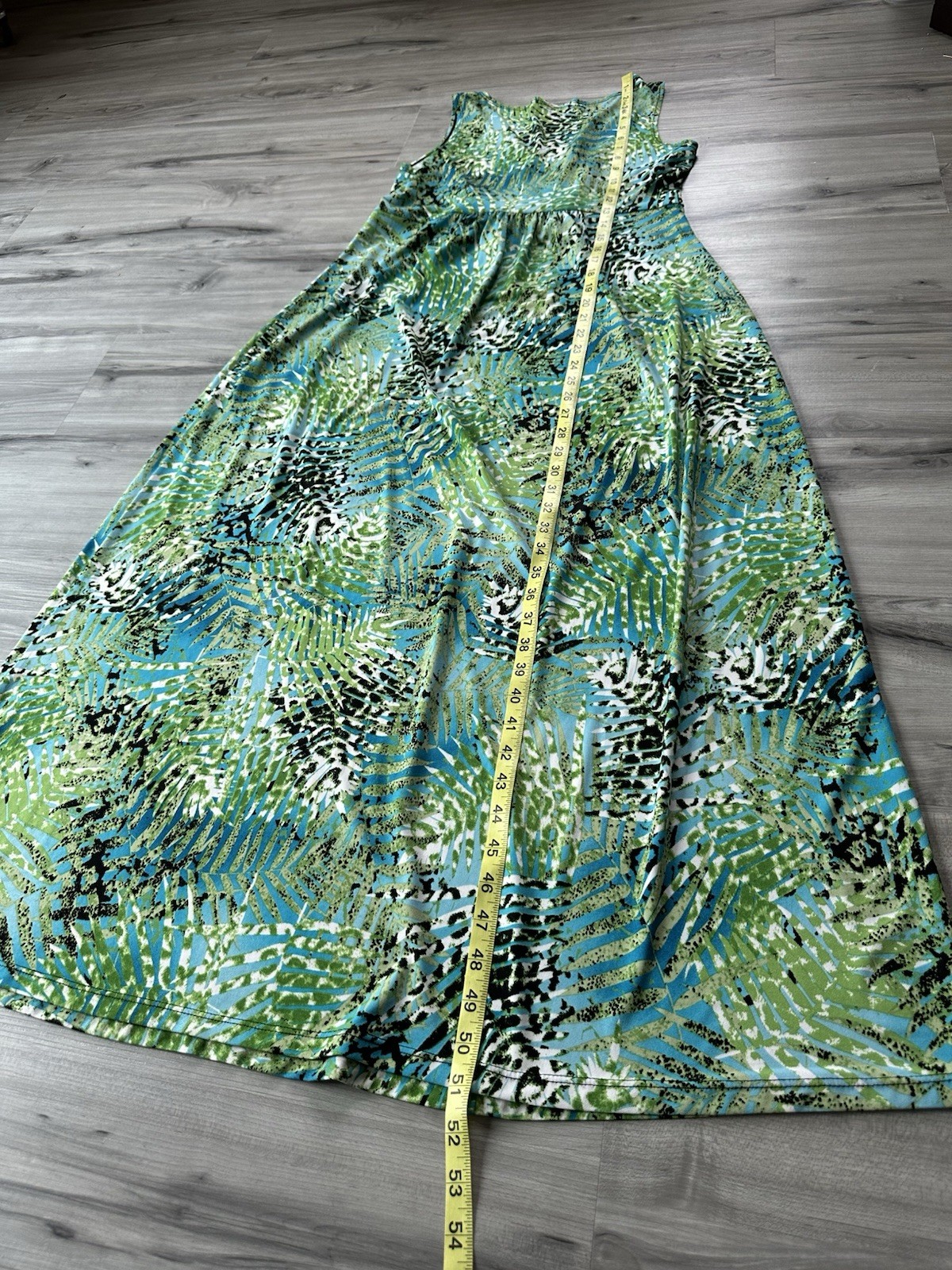Elementz Sleeveless Stretchy Maxi Dress Feminine Classic Size S Tropical Beach