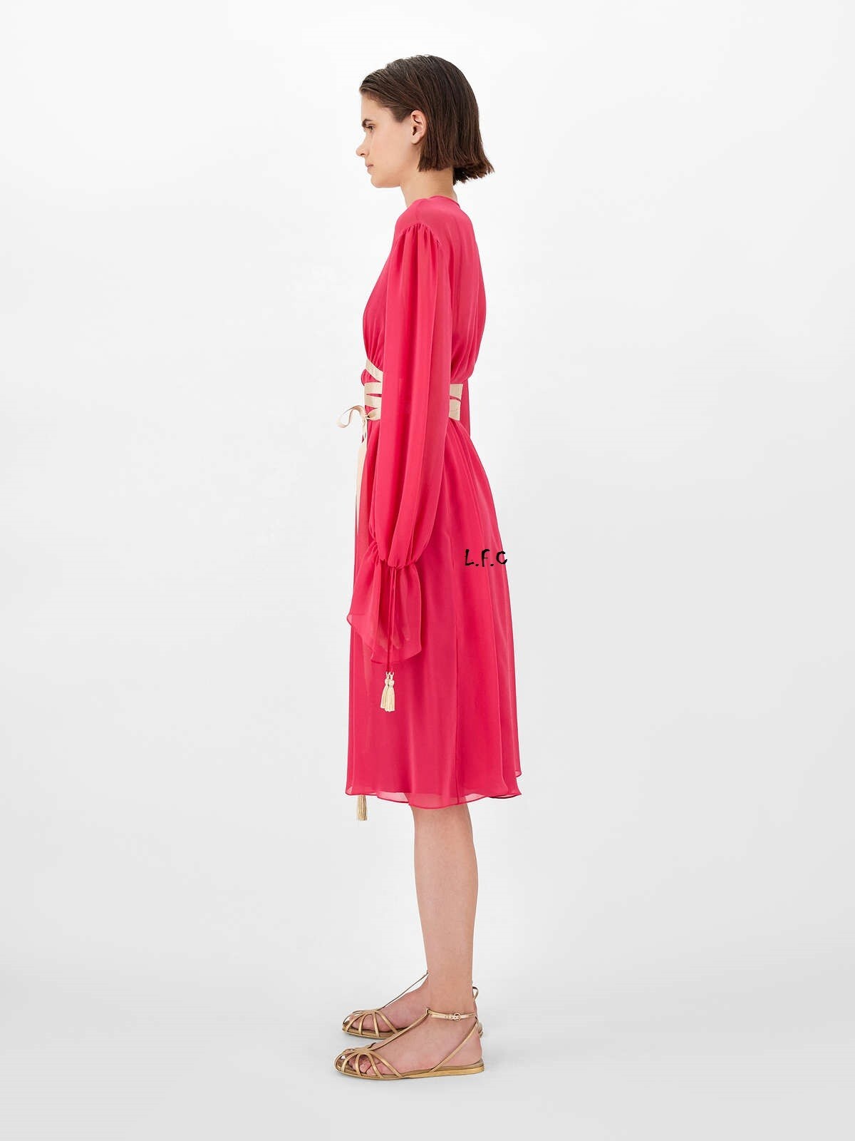 RR €890🌟 MAX MARA Pink SILK georgette Dress Usa2_ It36_ De32_ Uk4_ Fr34
