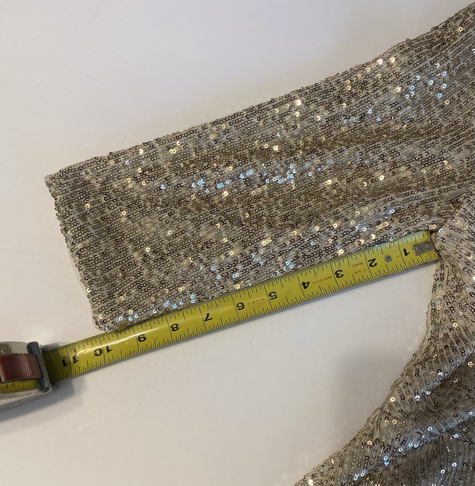 Oleg Cassini Gold Sequin V-Neck 3/4 Sleeve Gown Size 12 Mother of Bride/Groom