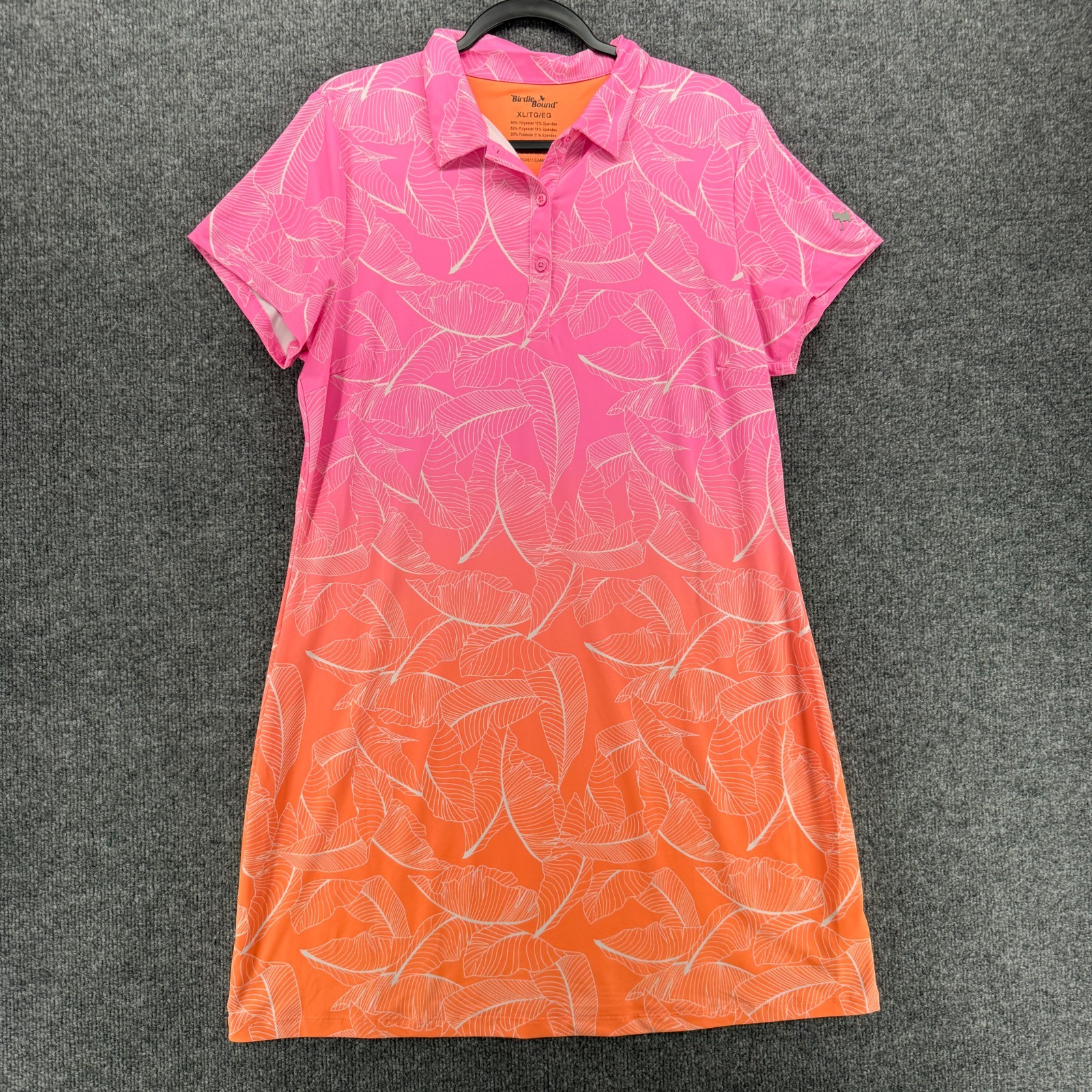 Birdie Bound Polo Dress Womens XL Pink Orange Print Golf Tenniscore Prep Classy