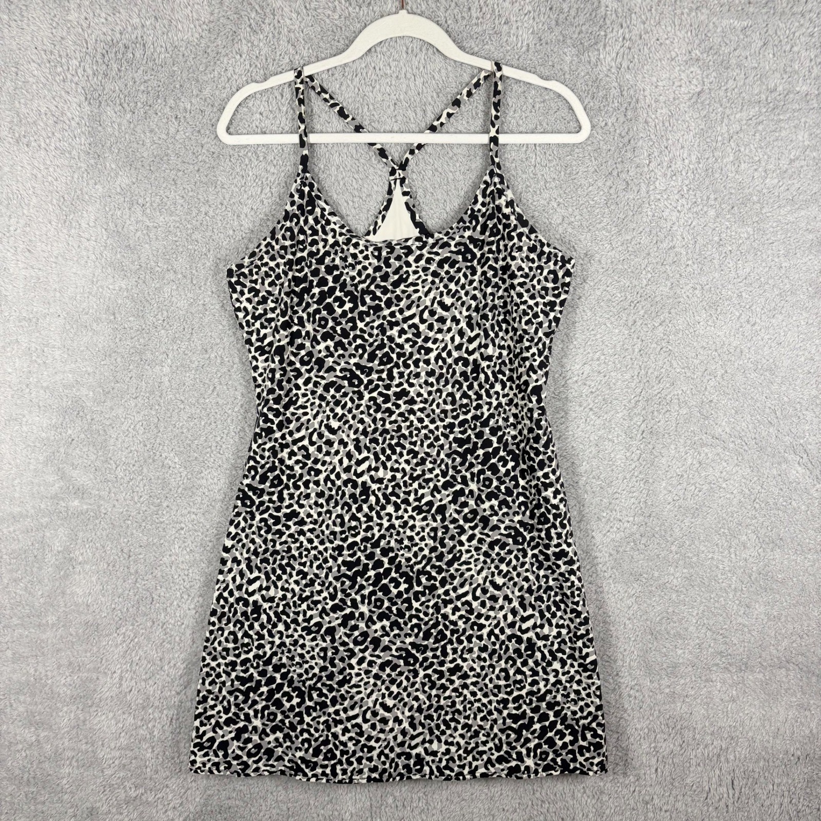 Outdoor Voices The Exercise Dress Leopard Print Black White Size L Sleeveless