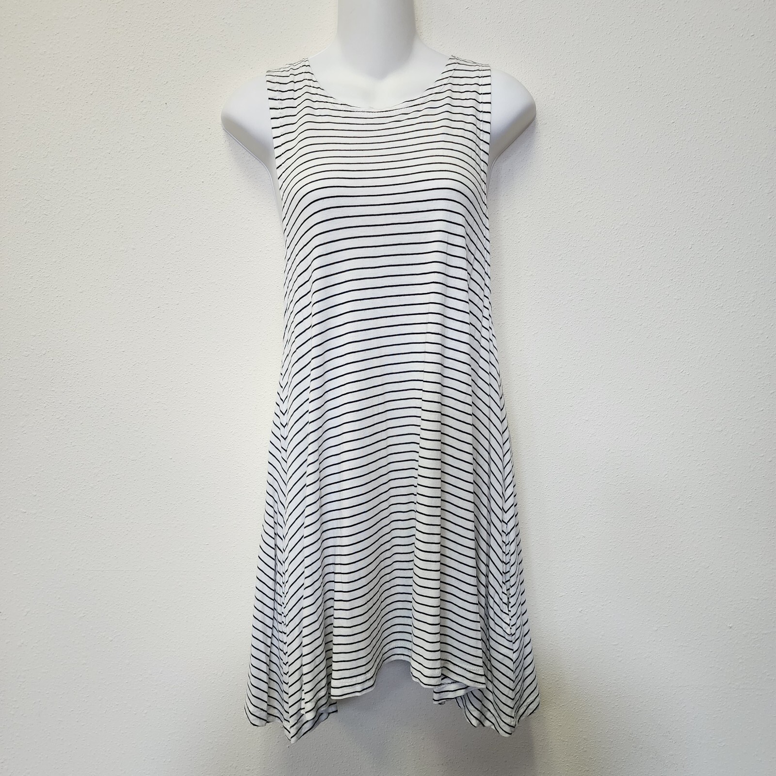 Lagaci Dress Large White black Pockets Beach Tank Coastal Coverup Boho Casual