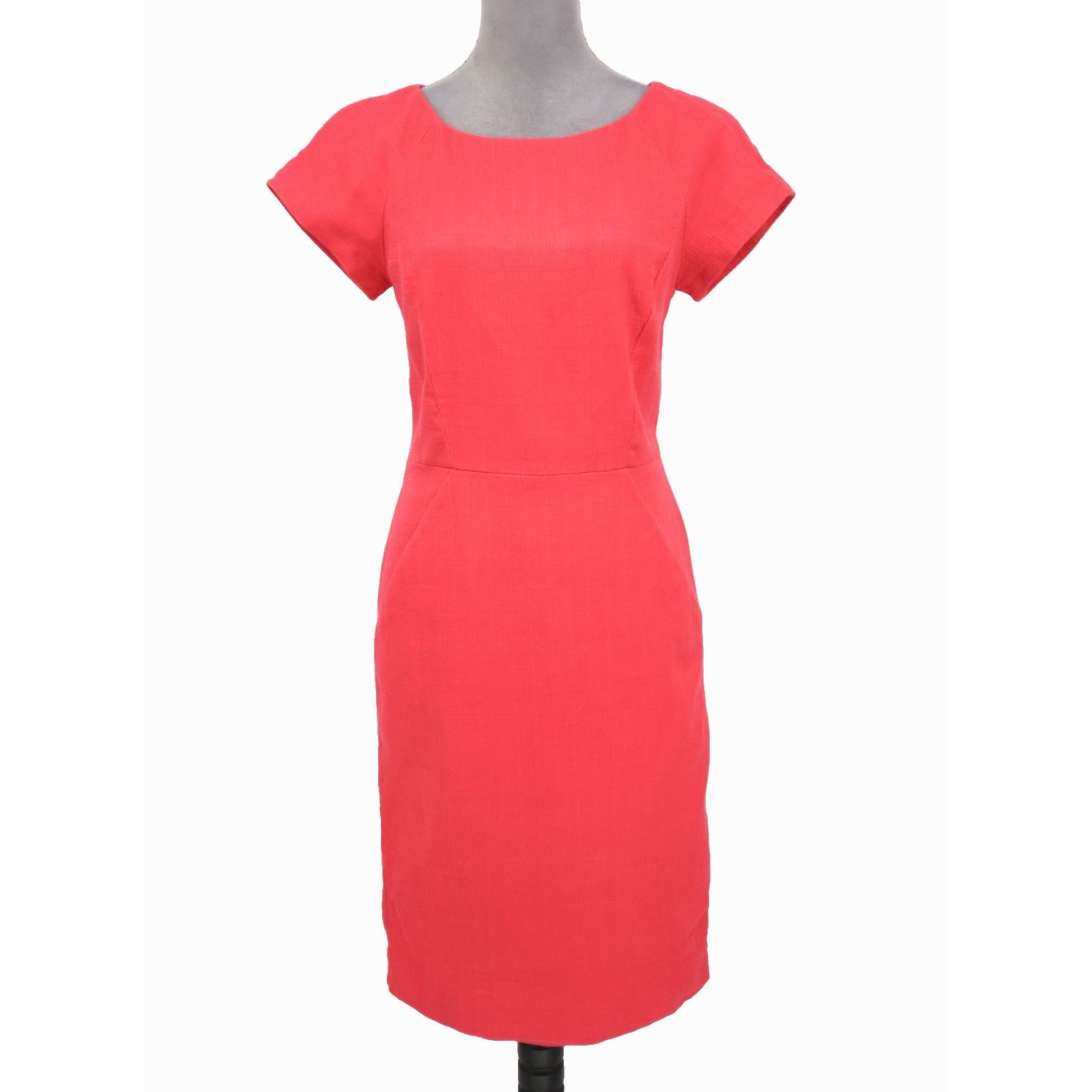 J Crew Dress Womens 6 Salmon Pink Woven Sheath Back Zip Lined Fitted Career