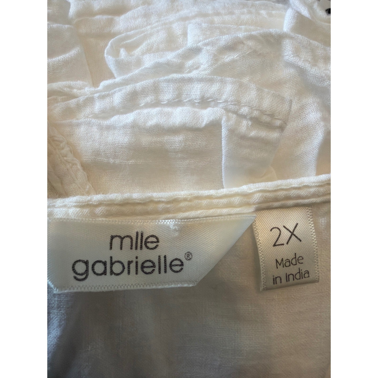 Mlle Gabrielle 2X Cotton Dress Plus Size White Lace Ruffle Cottagecore Peasant
