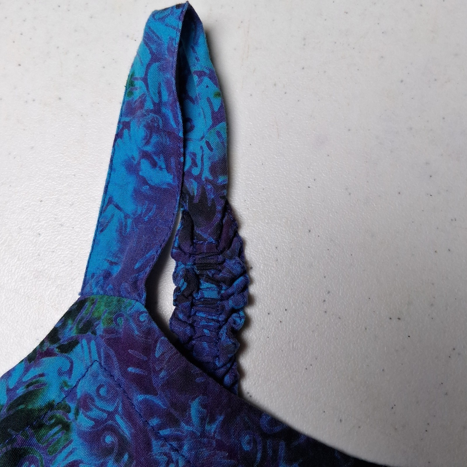 Peppermint Bay Dress Small Blue Batik Ruffled Whimsical Fairy Hippie Sundress