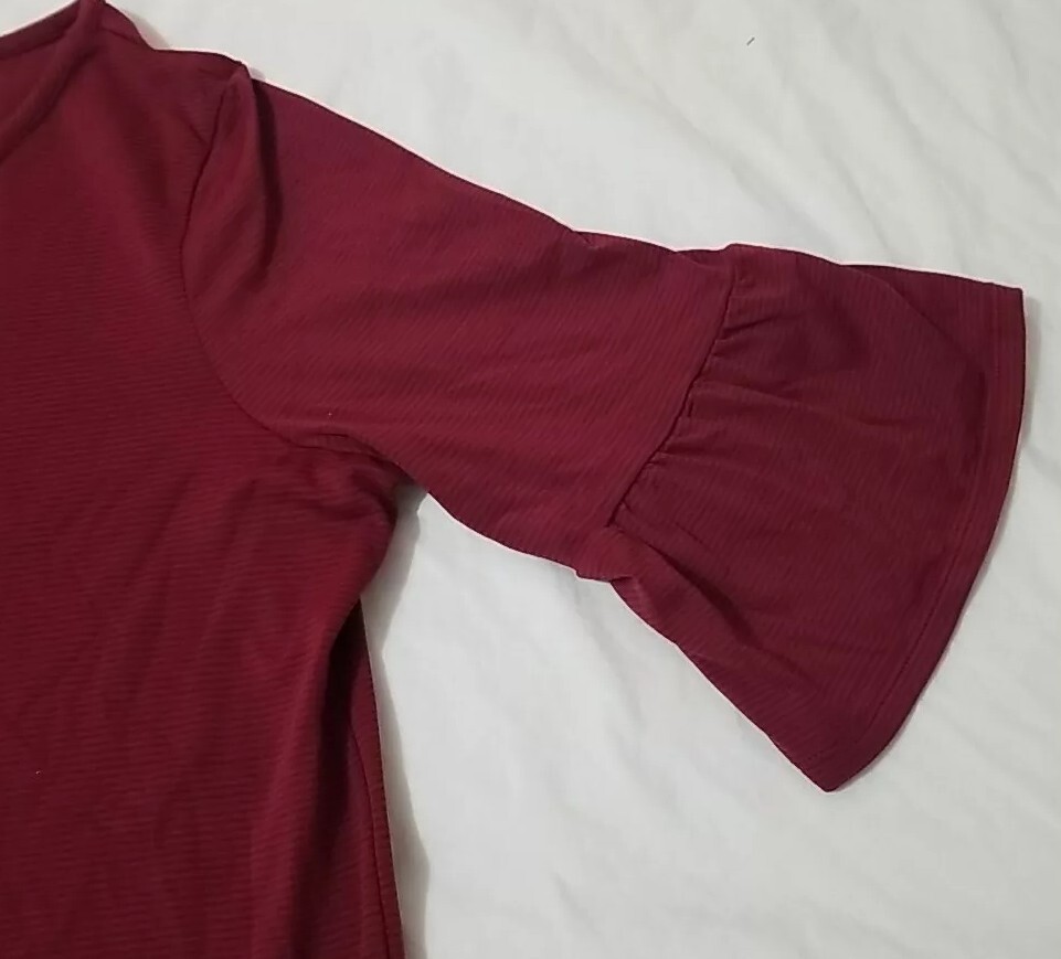 Southern Tide Whitnee Performance Dress Maroon Wine Bell Sleeve Size S USC