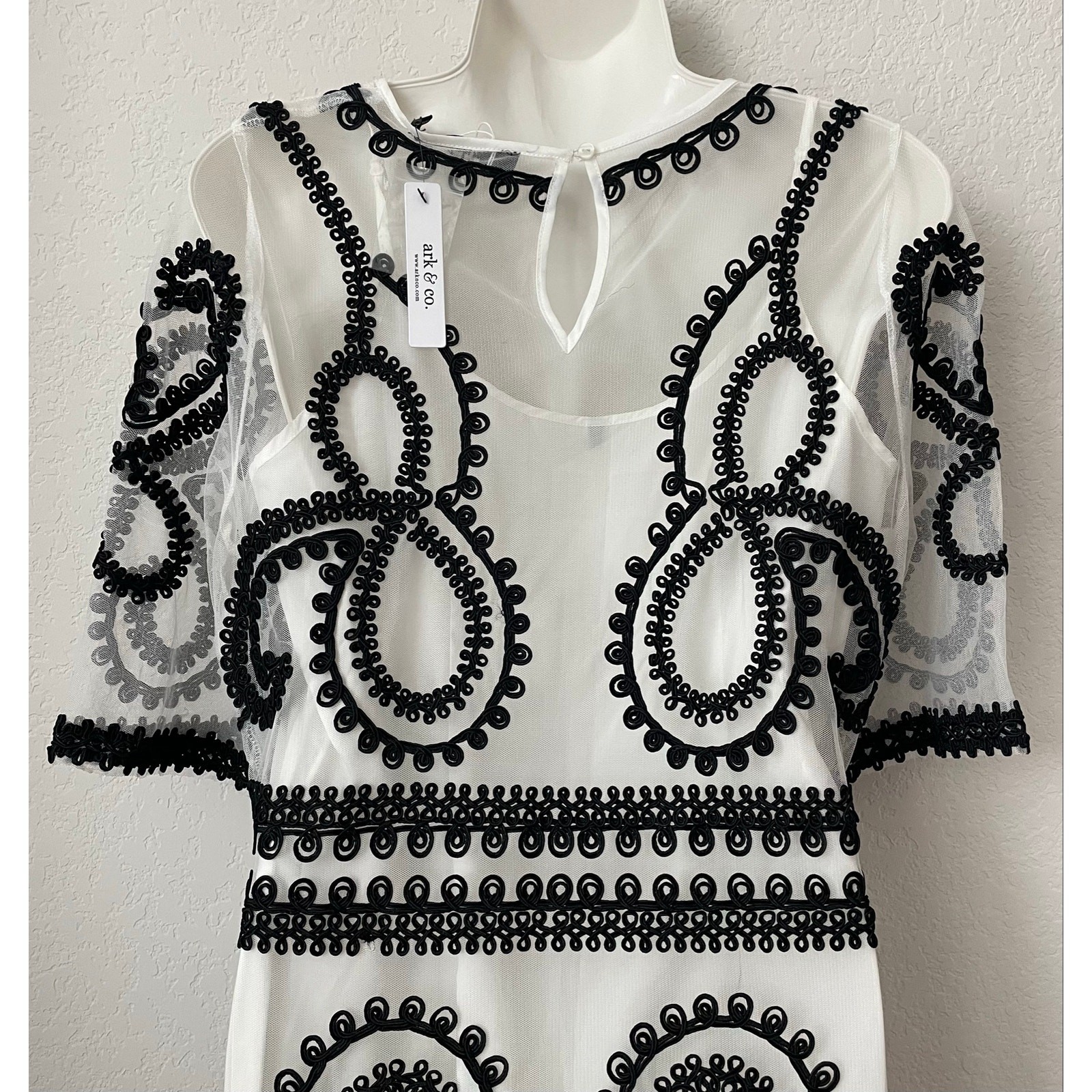 Ark & Co Boho Chic Sheer With Slip Applique Shift Dress Y2K NWT Size Meduim