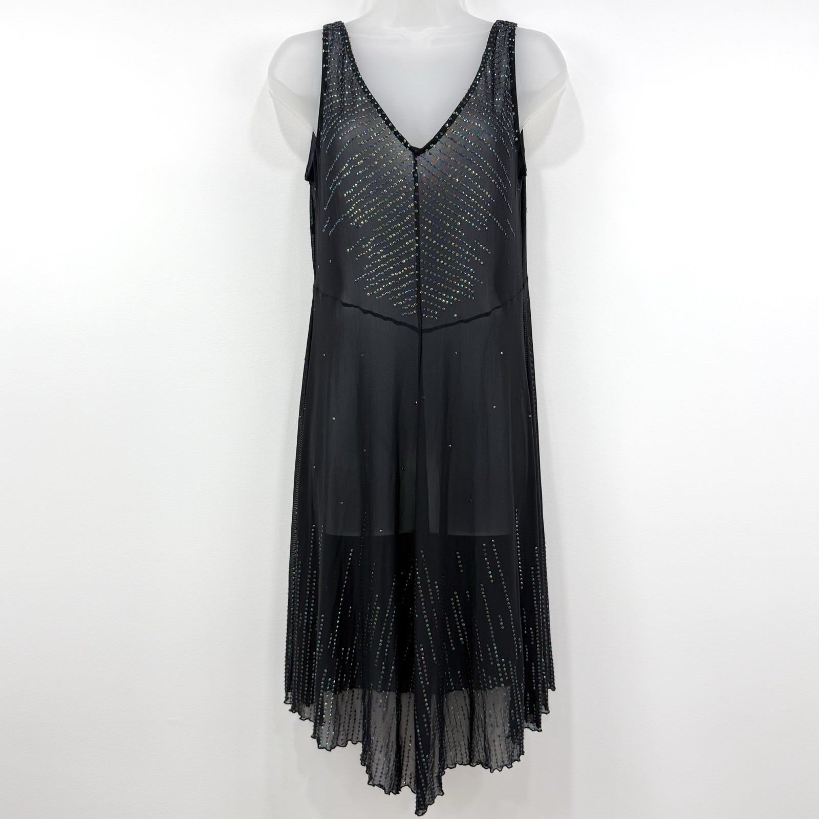VTG Y2K Amanda Smith Dress Womens M Sequins Witchy Fairy Grunge Whimsigoth Sheer