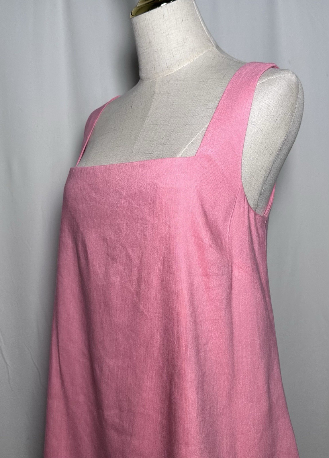 Antonio Melani Mini Dress Shift XL Sleeveless Linen Blend Pink Pockets $159