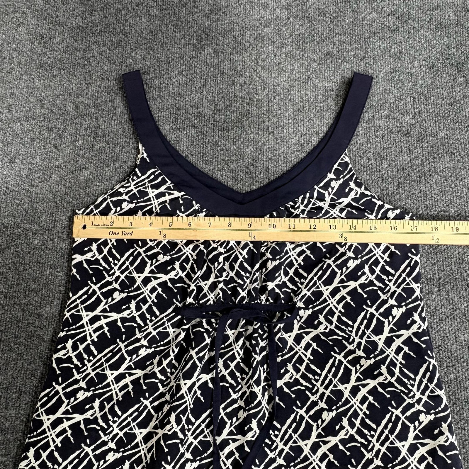 Petticoat Alley Dress Womens Small Blue Geometric V Neck Sleeveless Sundress