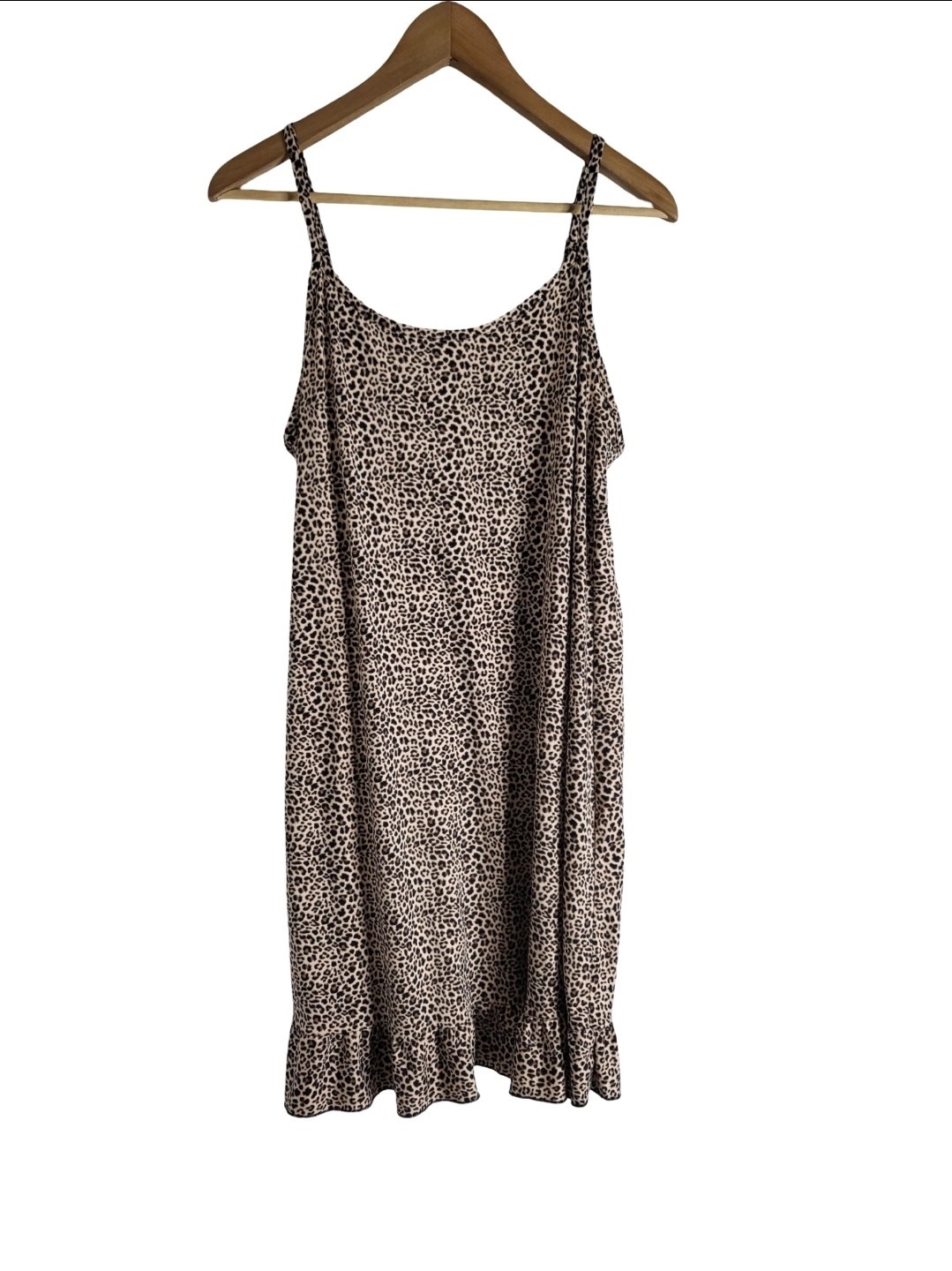 Rene Rofe Sleepwear Leopard Print Mini Dress Adjustable Straps Size M