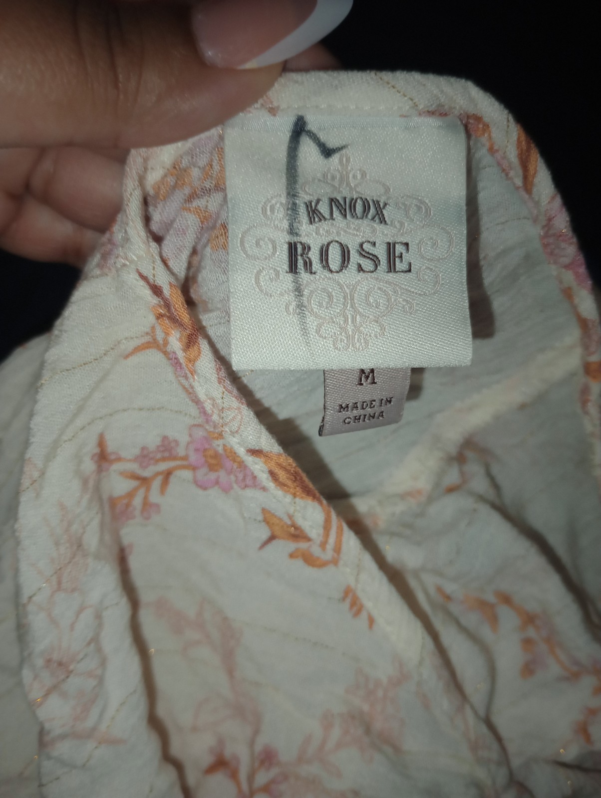 Knox Rose Floral Boho Midi Dress Size M Cream Pink Long Sleeve Button Front