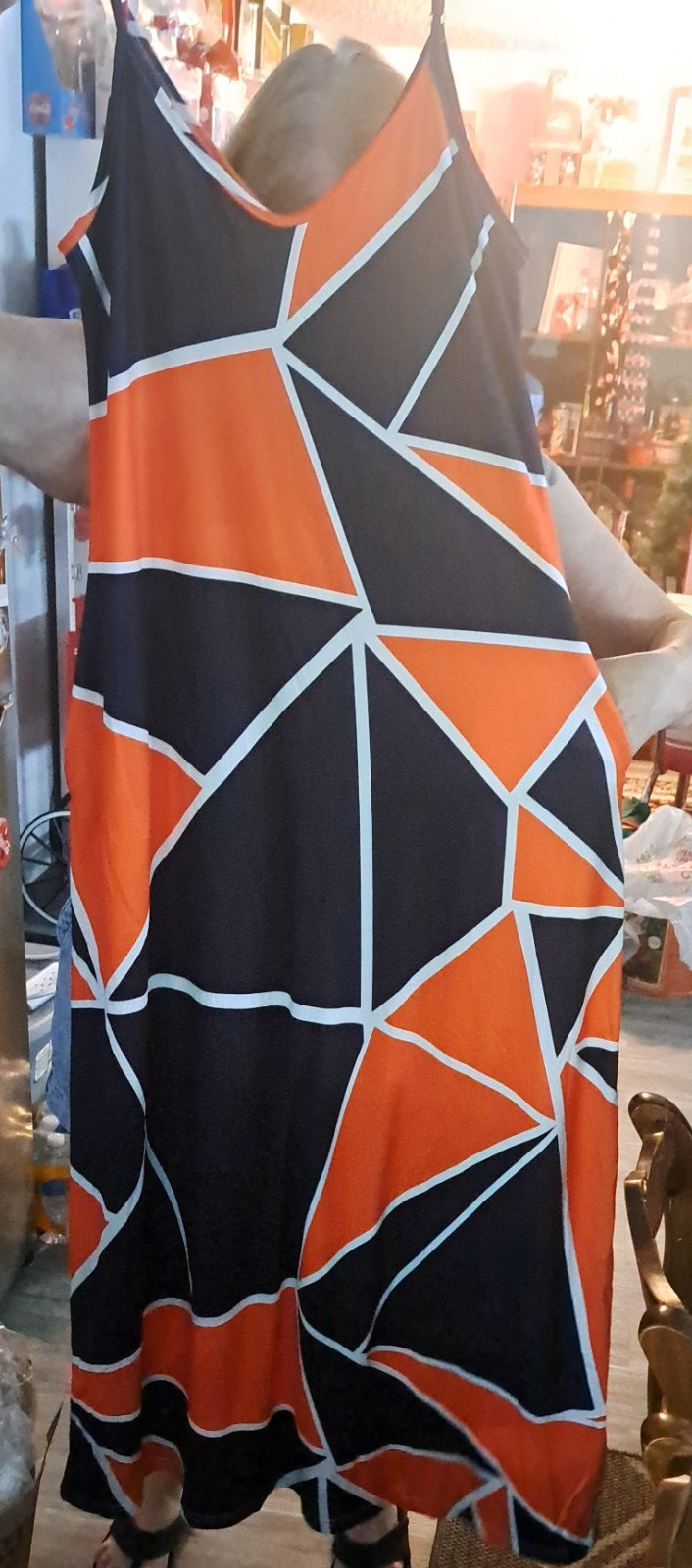 summer maxi with pockets-orange and black – small to medium