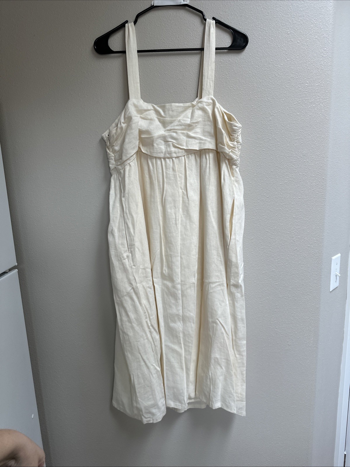 NWT Who What Wear Women’s Linen Dress XL Portrait Summer Vacation Beach Cream