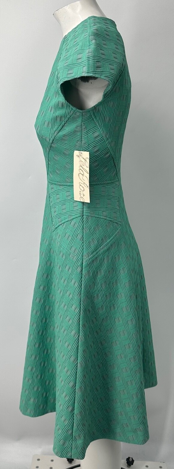 Lela Rose mint green textured geometric cap sleeve fit&flare Blair dress nwt szS