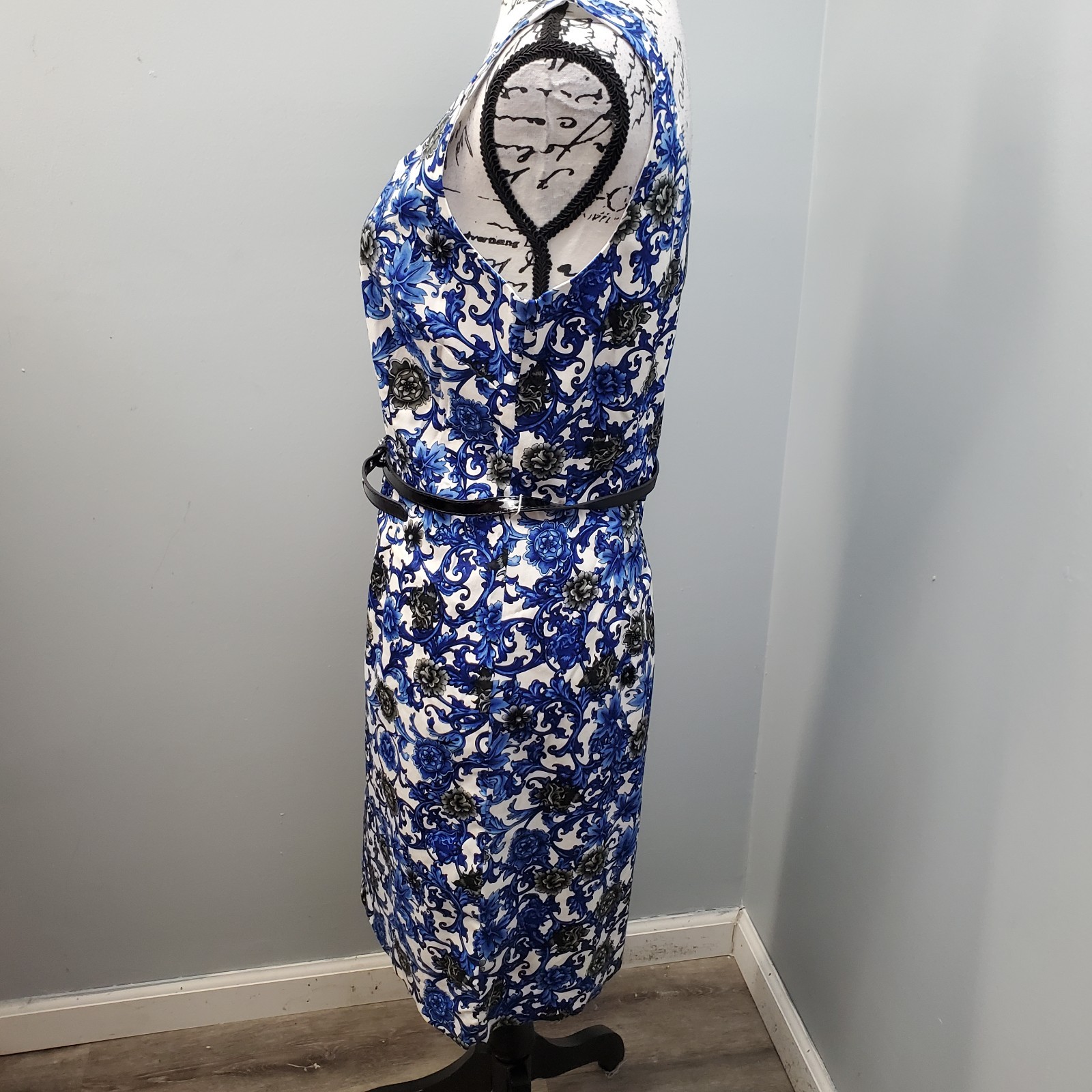 Premise Shift Dress Womens 8 Multi Floral Fully Lined Belted Waist Back Zip