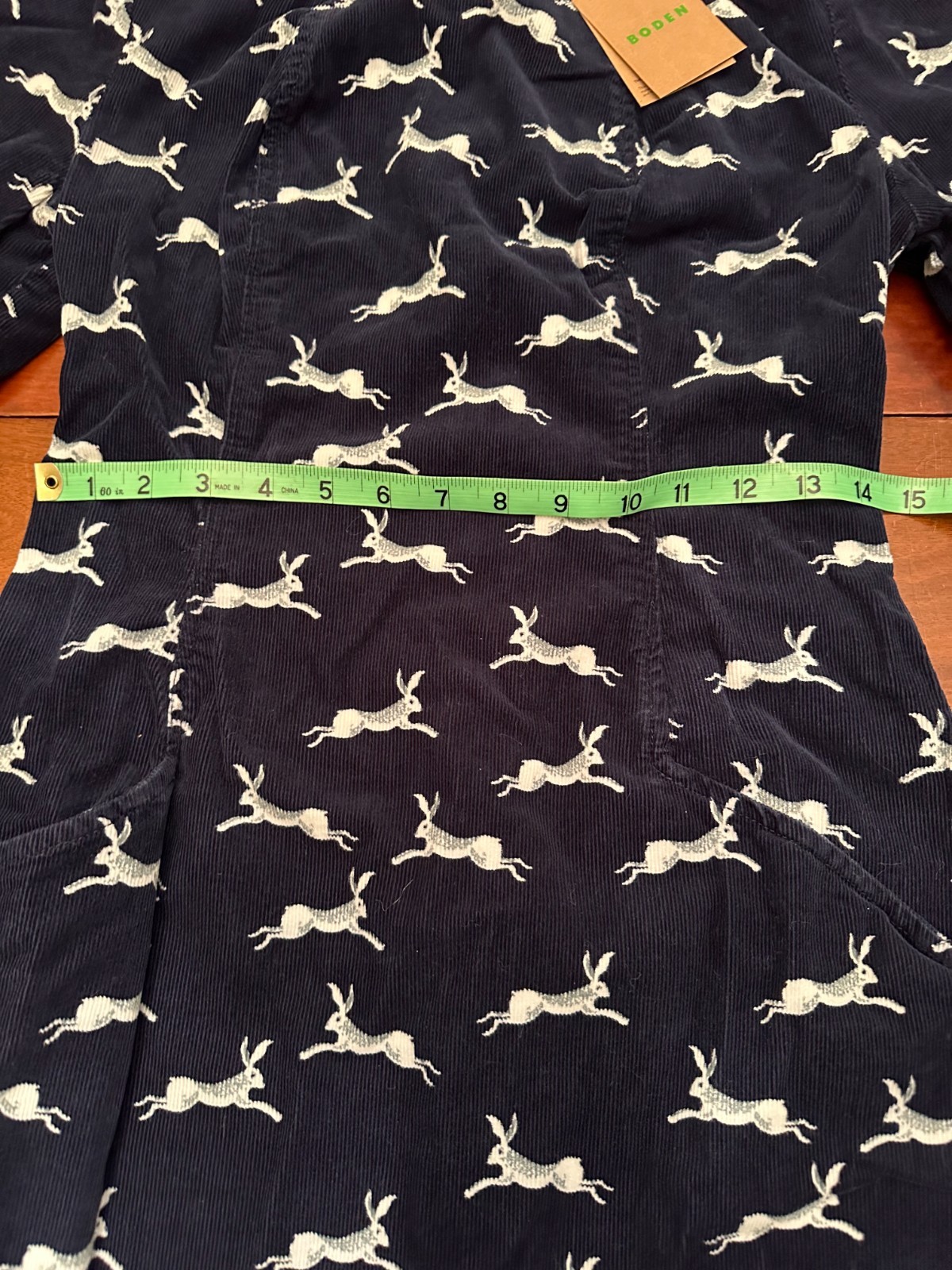 EX BODEN RABBIT hare thin corduroy KNEE LENGTH DRESS pockets WOMENS US 6 read