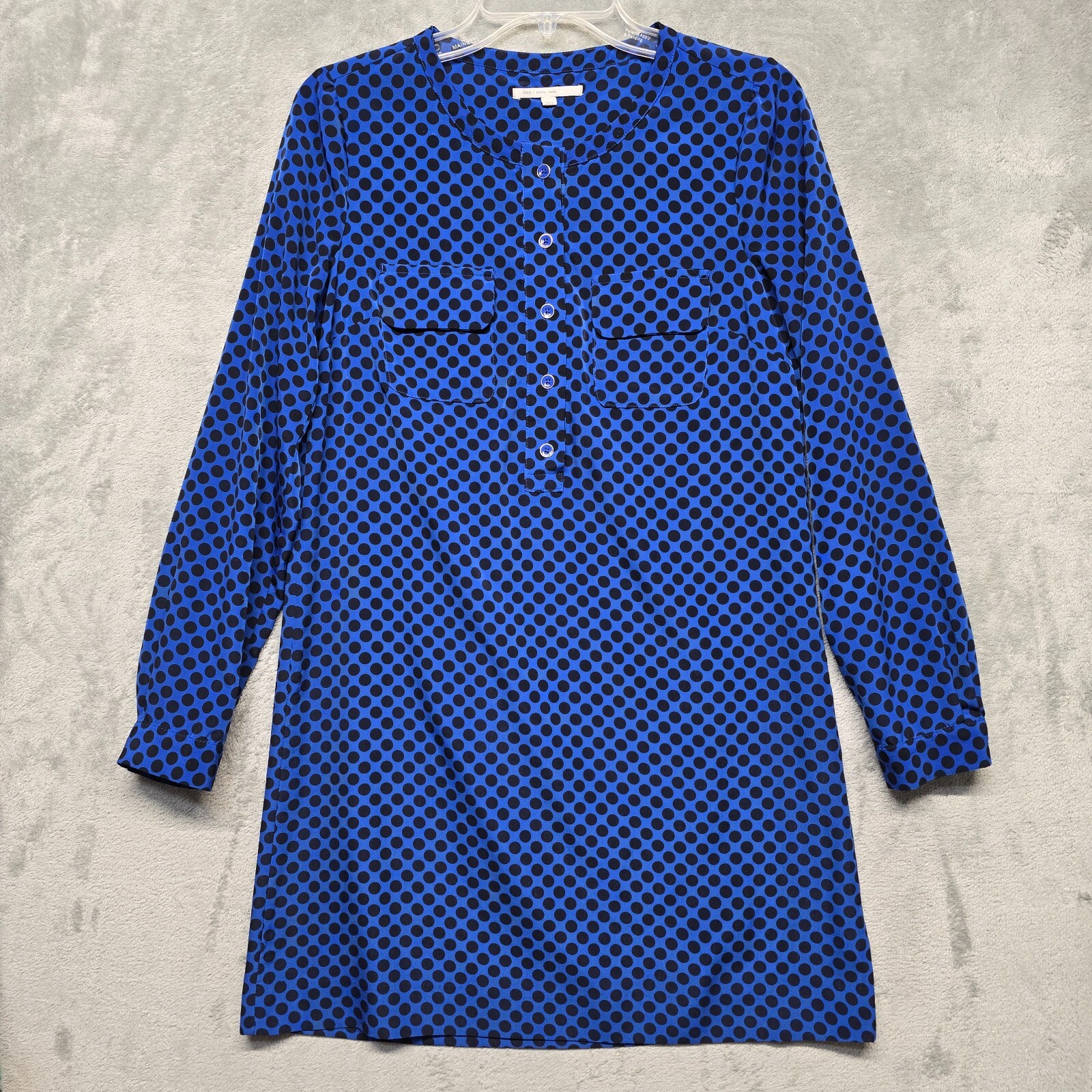 Gap Dress Womens Extra Small Blue Black Polka Dot Deborah Pocket Lightweight