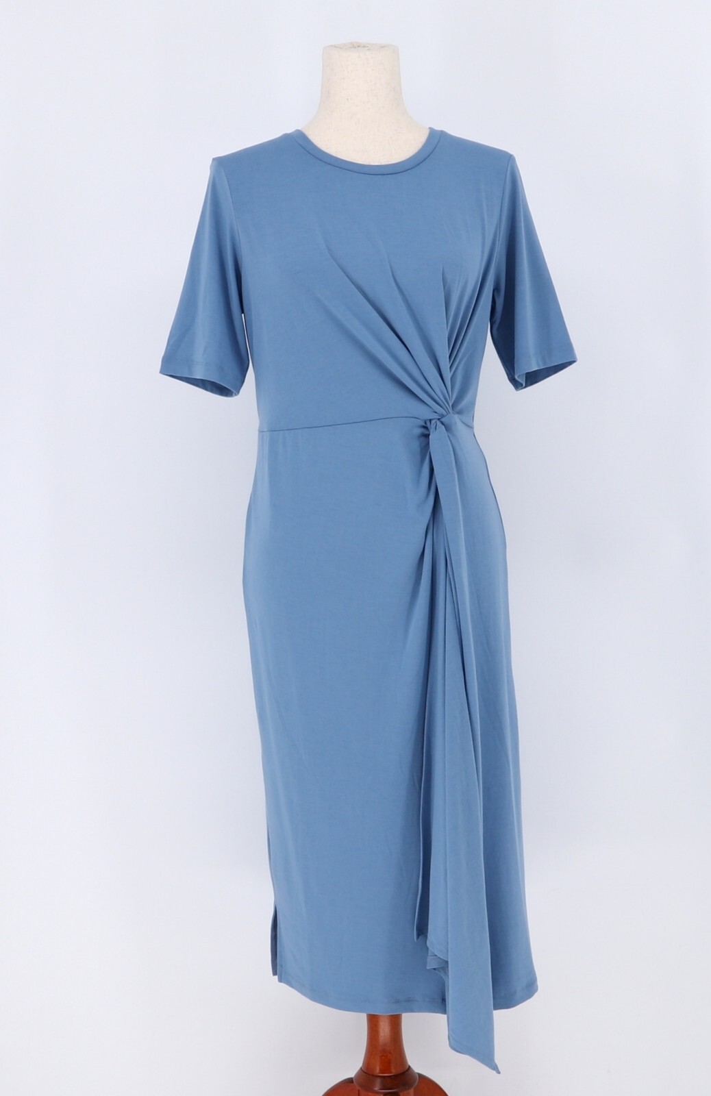 BETABRAND Knot Jersey Dress in Light Blue Size M