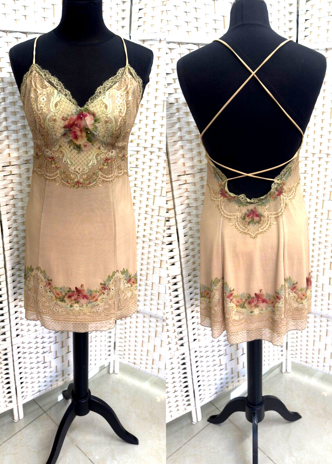 Michal Negrin Sexy Summer Dress With Flowers And Crystals Size – M –