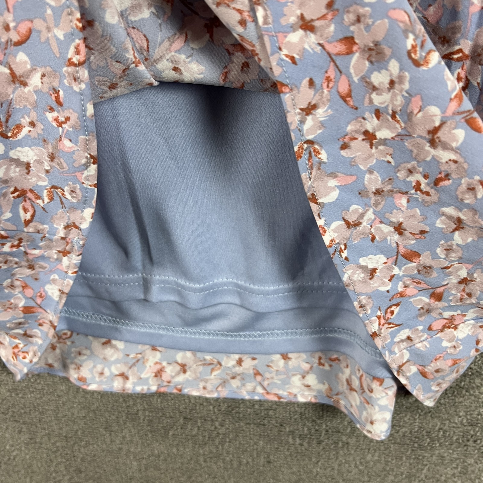 Windsor Dress Womens Small Blue Pink Floral Cowl Neck Mini Sundress Lined