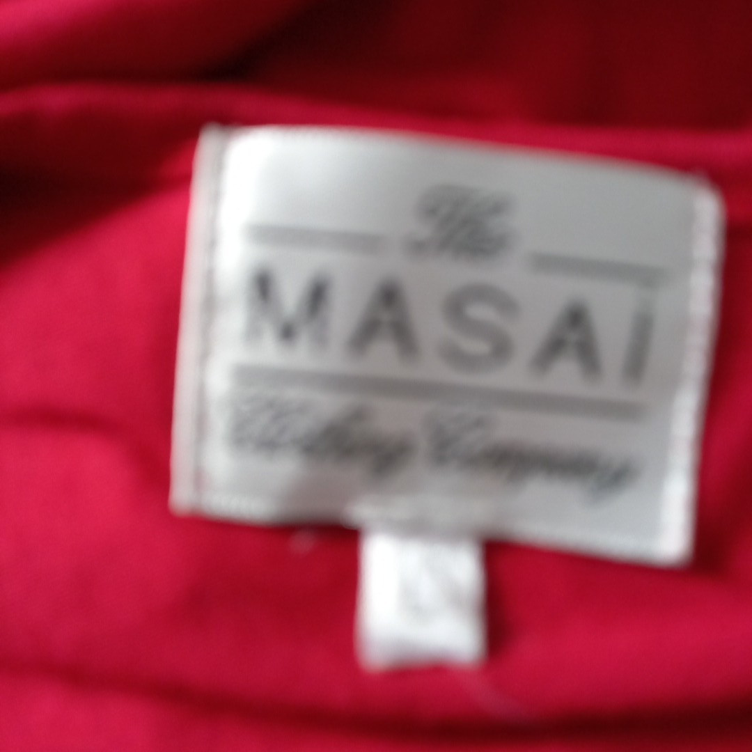 Masai Red Deep V Neck Jersey Dress L UK 14/16 Relaxed Fit Made in Portugal