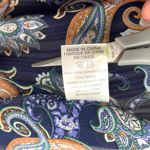 Tobi Multicolored Paisley Open Back Maxi Dress Size Small Pleated Accents