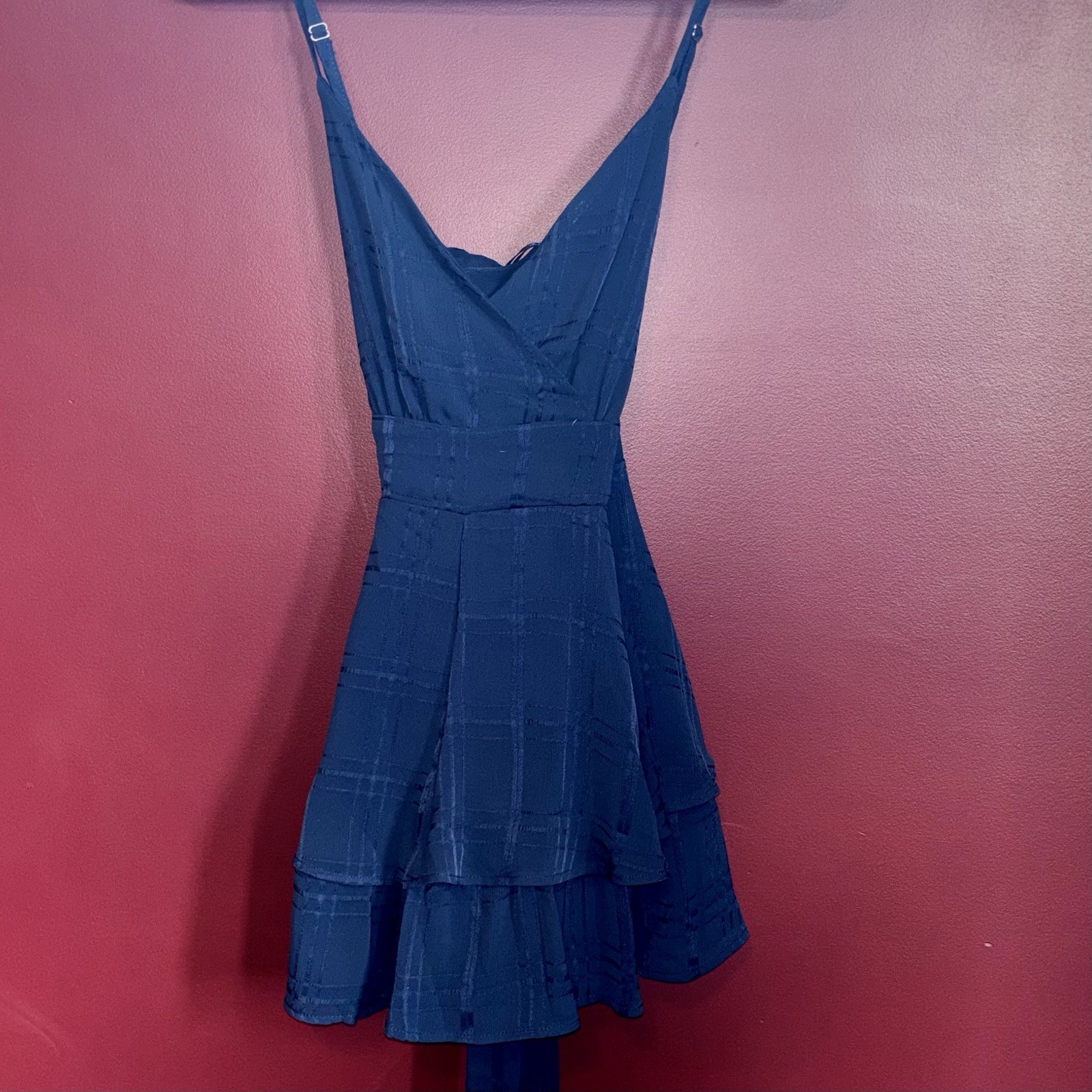 Francesca’s Junior Women Blue Ruffled Mini Fit & Flare Romper Sz M Sleeveless