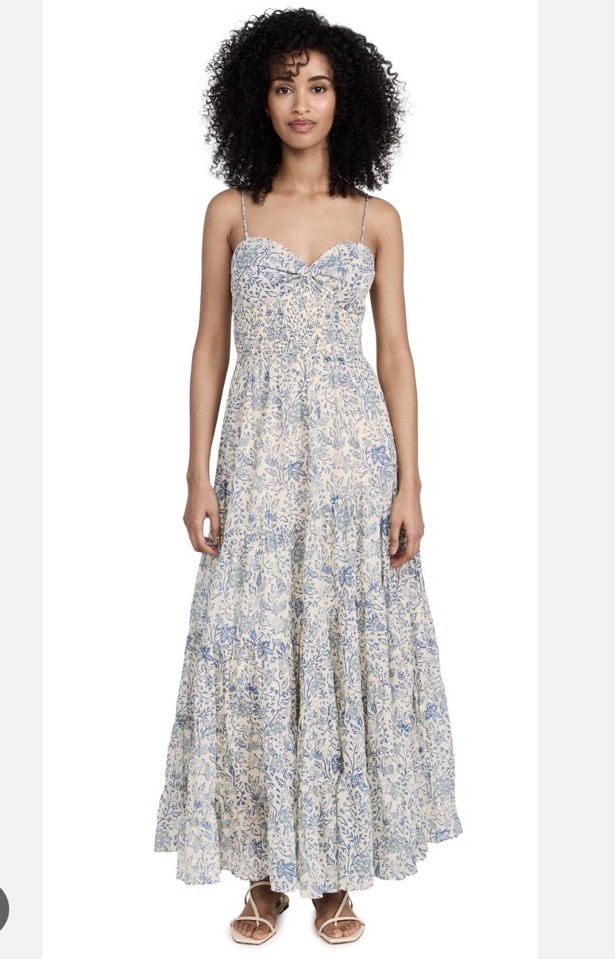 Free People Sundrenched Printed Maxi Dress In Blue Combo XS