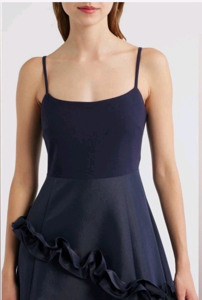 Likely Arissa Ruffle Trim Ballgown Dress Gown Navy, Size 6
