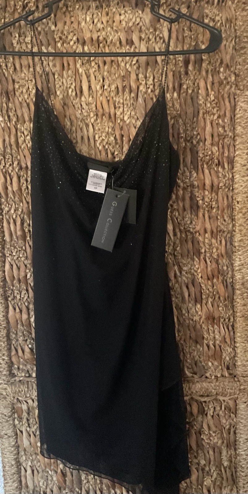 Guess Collection Petite dress S/P. Black flairy with Sequin Accent.