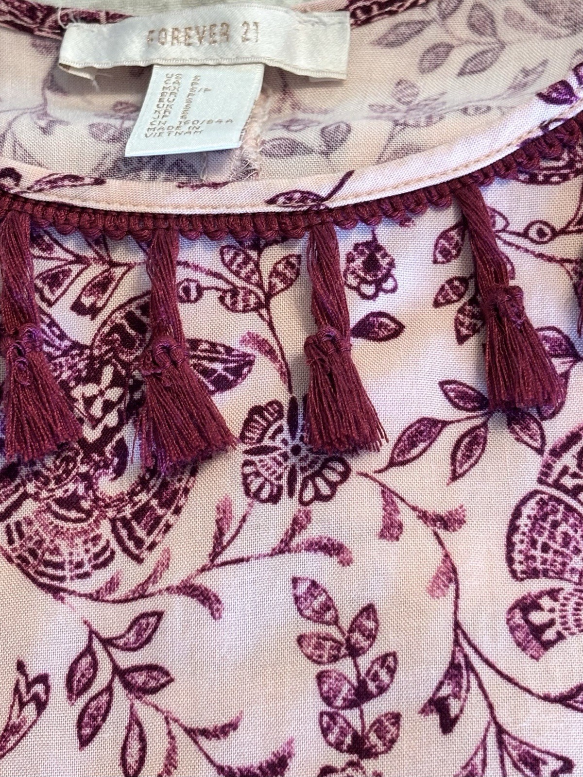 Boho Fringe Maxi S Oriental Print Beach Coastal Vacation Whimsical/Missing Belt